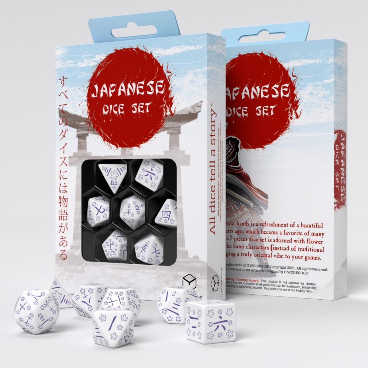 Q Workshop Blue Star Lotus Japanese 7 Dice Set