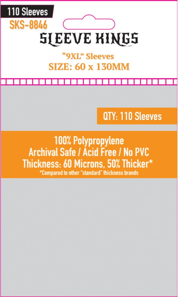 Sleeve Kings Board Game Sleeves "9XL" Sleeves (60mm x 130mm) (110 Sleeves per Pack)