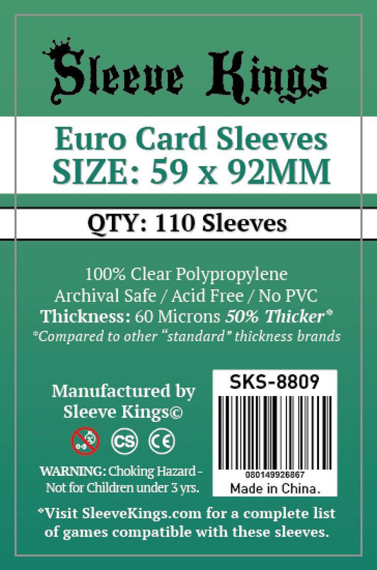 Sleeve Kings Board Game Sleeves Euro (59mm x 92mm) (110 Sleeves Per Pack)