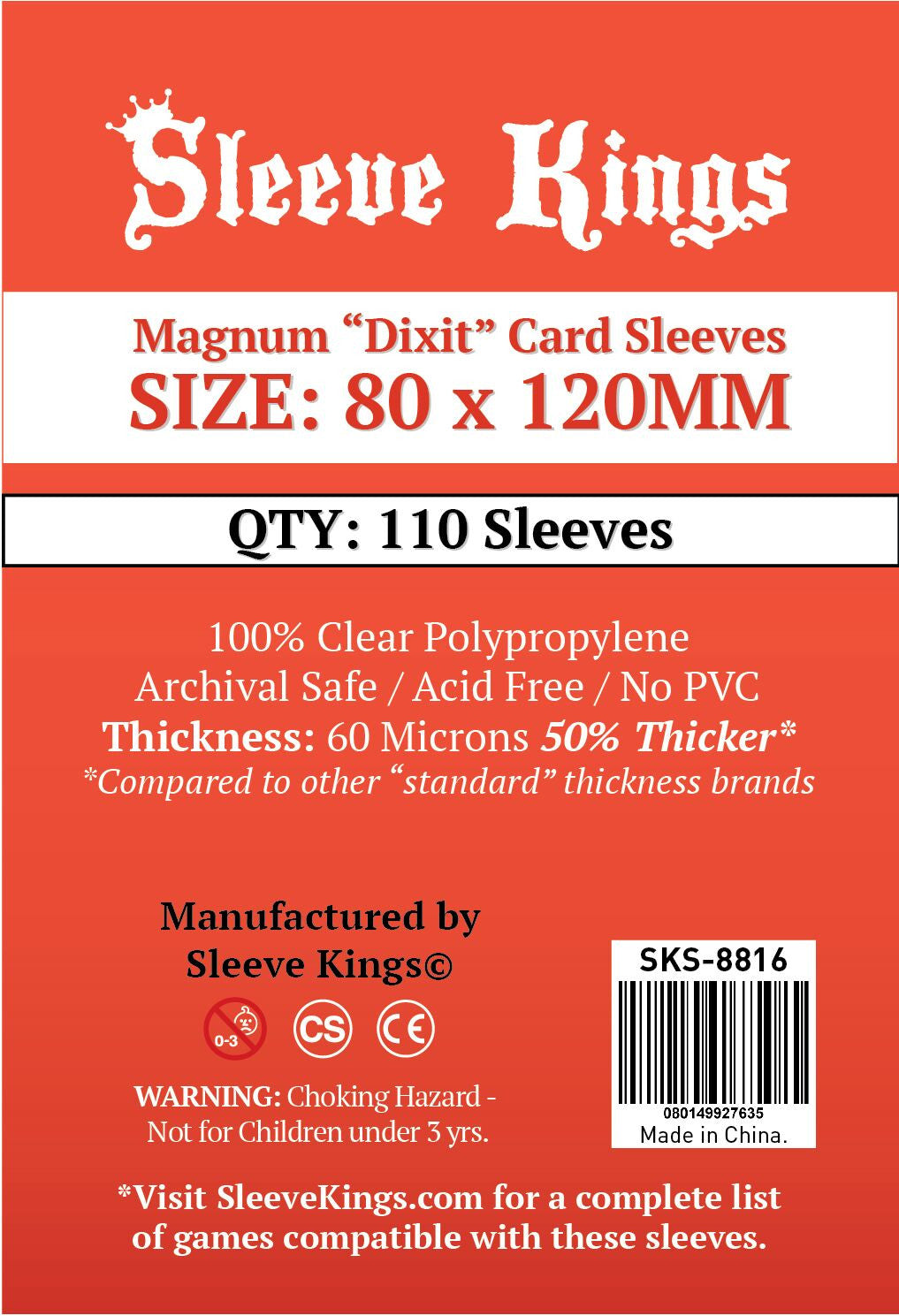 Sleeve Kings Board Game Sleeves Magnum "Dixit" (80mm x 120mm) (110 Sleeves Per Pack)