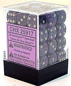 D6 Dice Speckled 12mm Hurricane (36 Dice in Display)