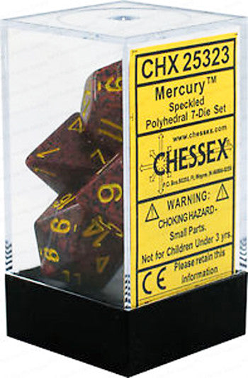 D7-Die Set Dice Speckled Polyhedral Mercury (7 Dice in Display)