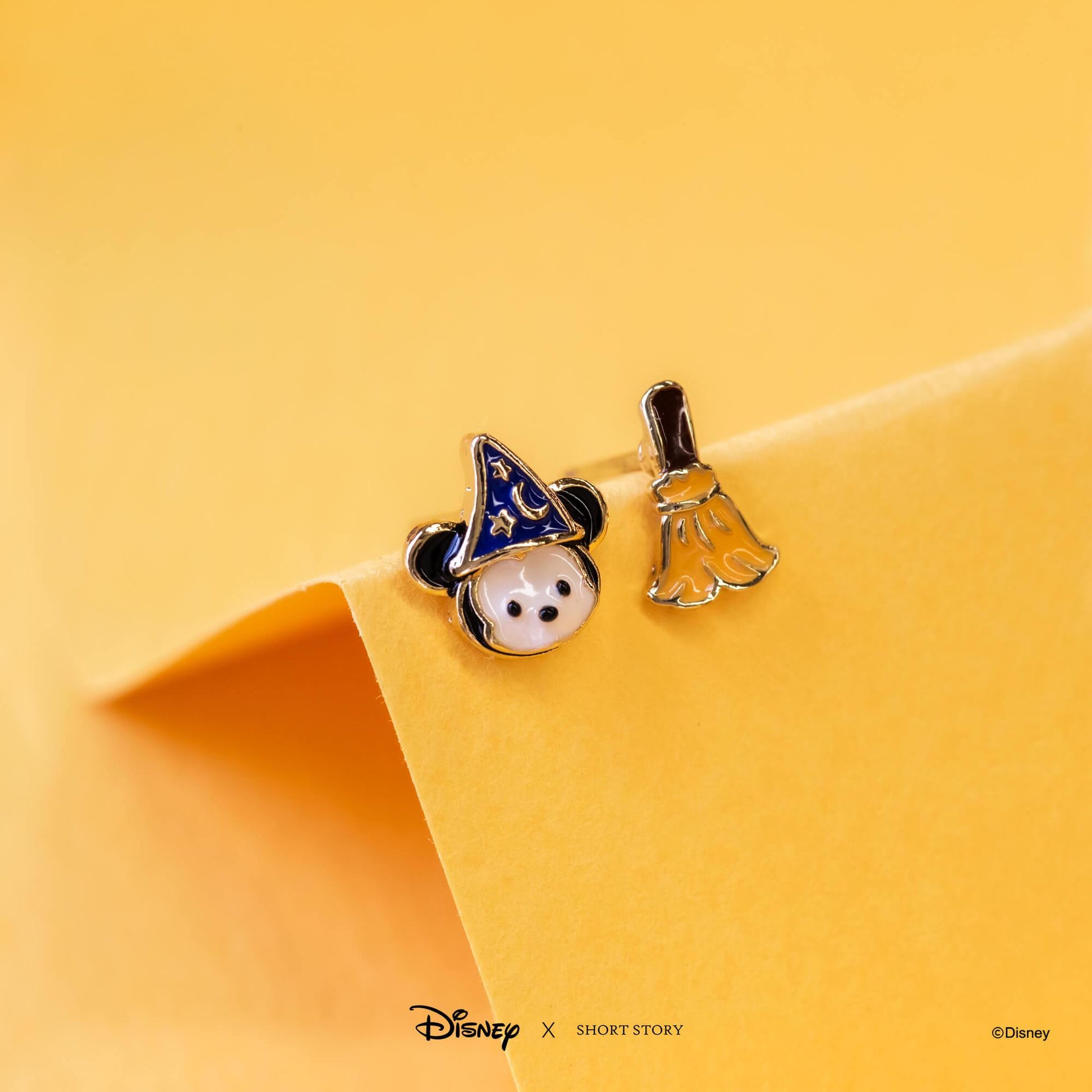 Disney Earring Epoxy Mickey Fantasia Broom & Wizard Hat