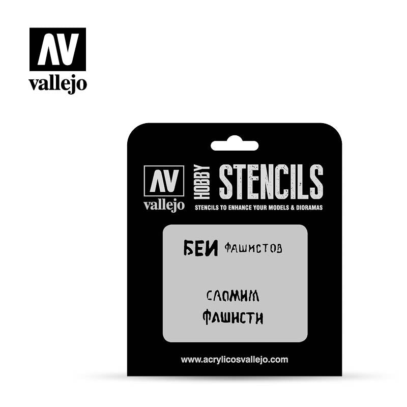 Vallejo Stencils - AFV Markings - Soviet Slogans WWII Num. 1 - Ozzie Collectables