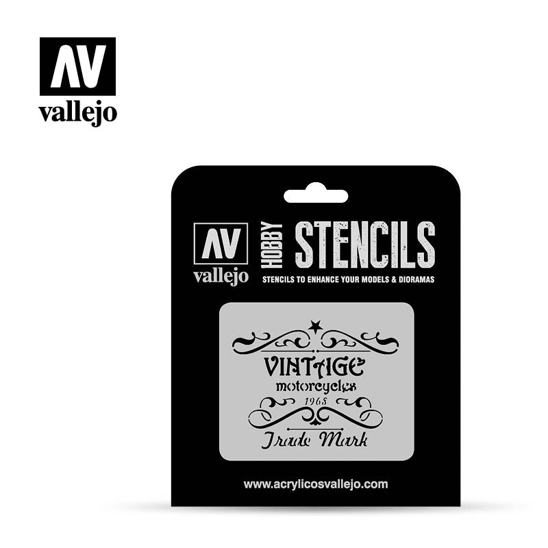 Vallejo Stencils - Lettering & Signs - Vintage Motorcycles Sign - Ozzie Collectables