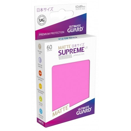 Ultimate Guard Supreme UX Sleeves Japanese Size Matte Pink (60) - Ozzie Collectables