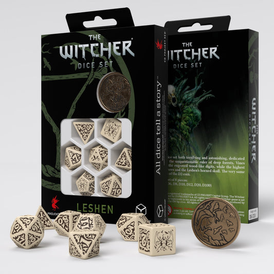 Q Workshop The Witcher Dice Set Leshen - The Master of Crows Dice Set 7 With Coin