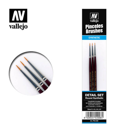 Vallejo Brushes - Definition Set - Synthetic fibers (Sizes 4/0; 3/0 & 2/0)