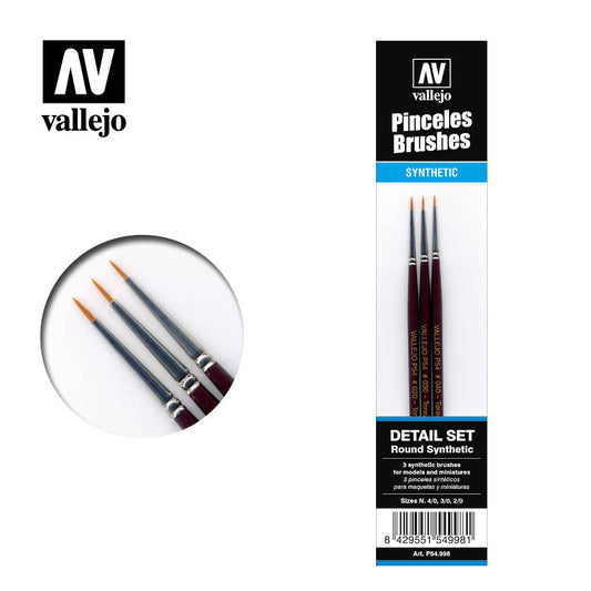 Vallejo Brushes - Definition Set - Synthetic fibers (Sizes 4/0; 3/0 & 2/0)