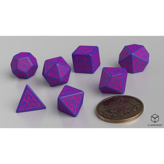 Q Workshop The Witcher Dice Set  Dandelion - The Hearts' Conqueror Dice Set 7 With Coin