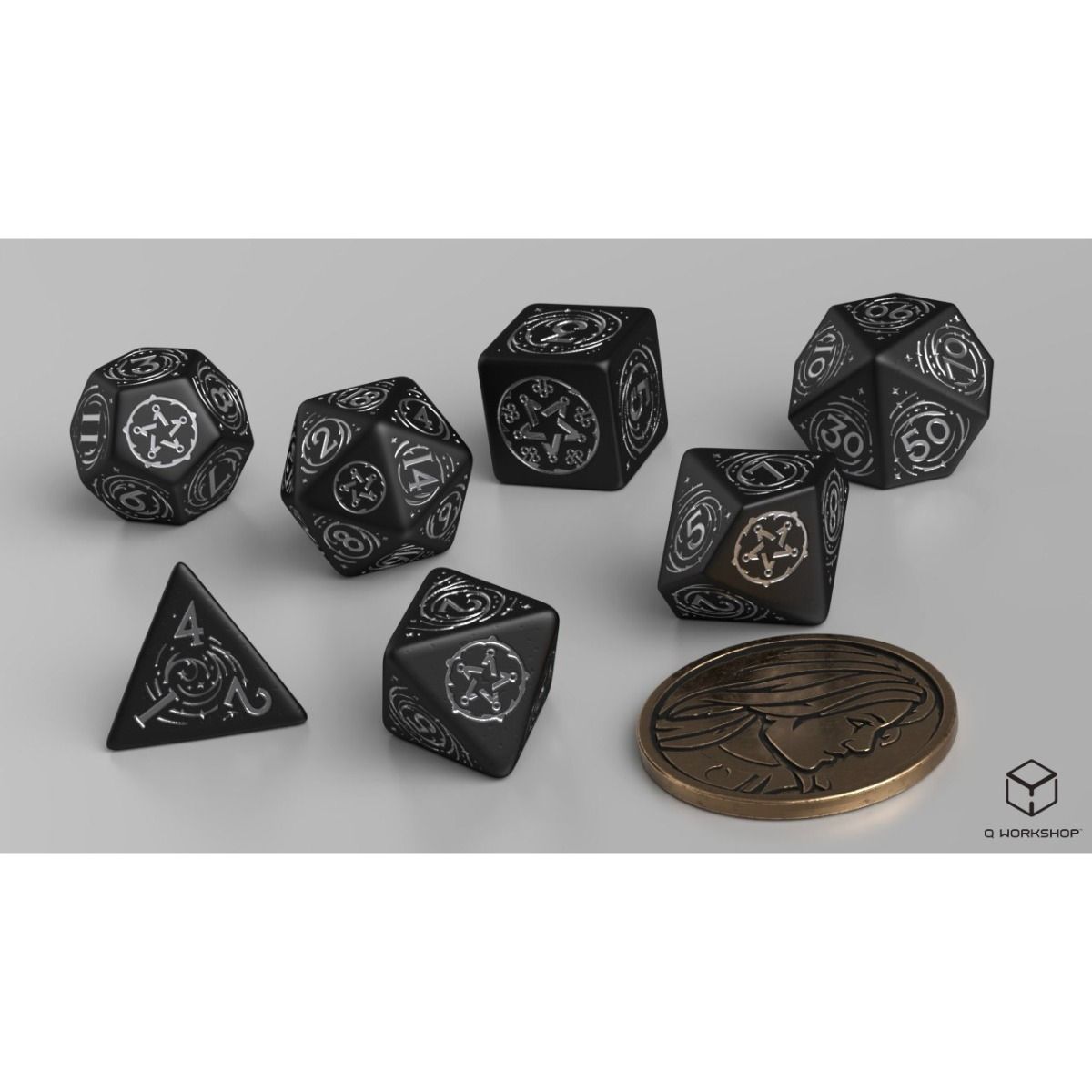 Q Workshop The Witcher Dice Set Yennefer - The Obsidian Star Dice Set 7 With Coin