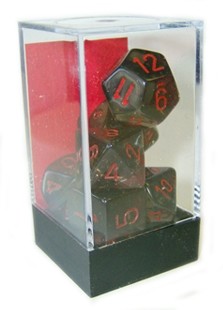 D7-Die Set Dice Translucent Polyhedral Smoke/Red (7 Dice in Display)