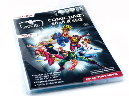 Ultimate Guard Comic Bags Resealable Silver Size (100) - Ozzie Collectables