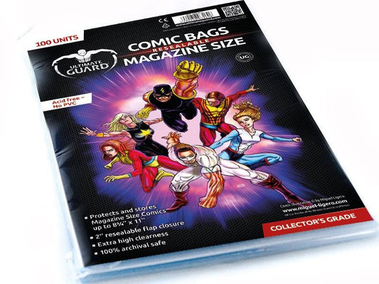 Ultimate Guard Comic Bags Resealable Magazine Size (100) - Ozzie Collectables