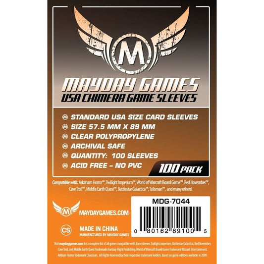 Mayday -  USA Chimera Game Sleeves (Pack of 100) - 57.5 MM X 89 MM (Orange)