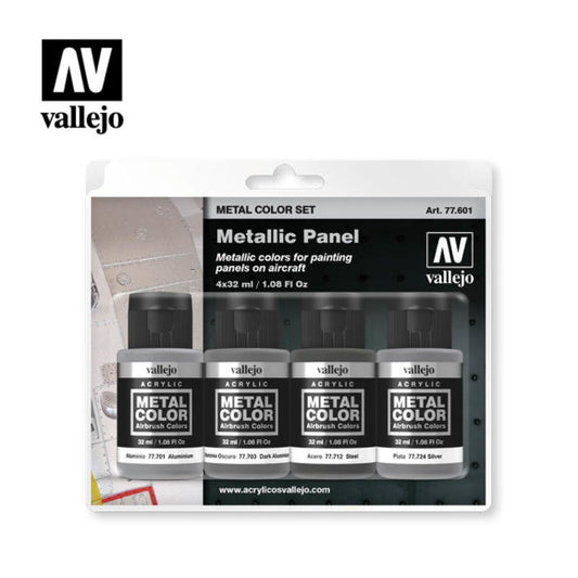 Vallejo Metal Colour Metallic Panel 4 Colour Acrylic Paint Set - Ozzie Collectables