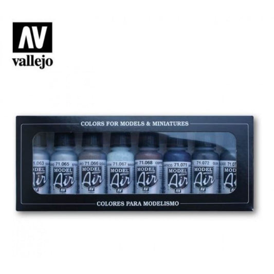 Vallejo Model Air Metallic Colours 8 Colour Set - Ozzie Collectables