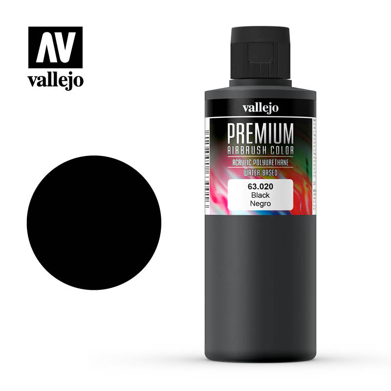 Vallejo Premium Colour Black 200ml - Ozzie Collectables