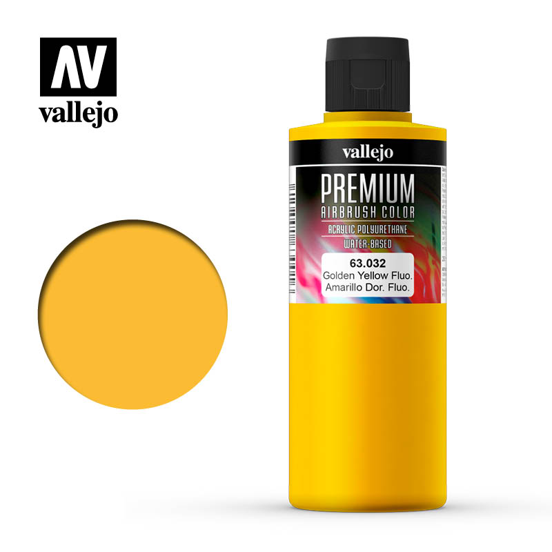 Vallejo Premium Colour Fluorescent Golden Yellow 200ml - Ozzie Collectables