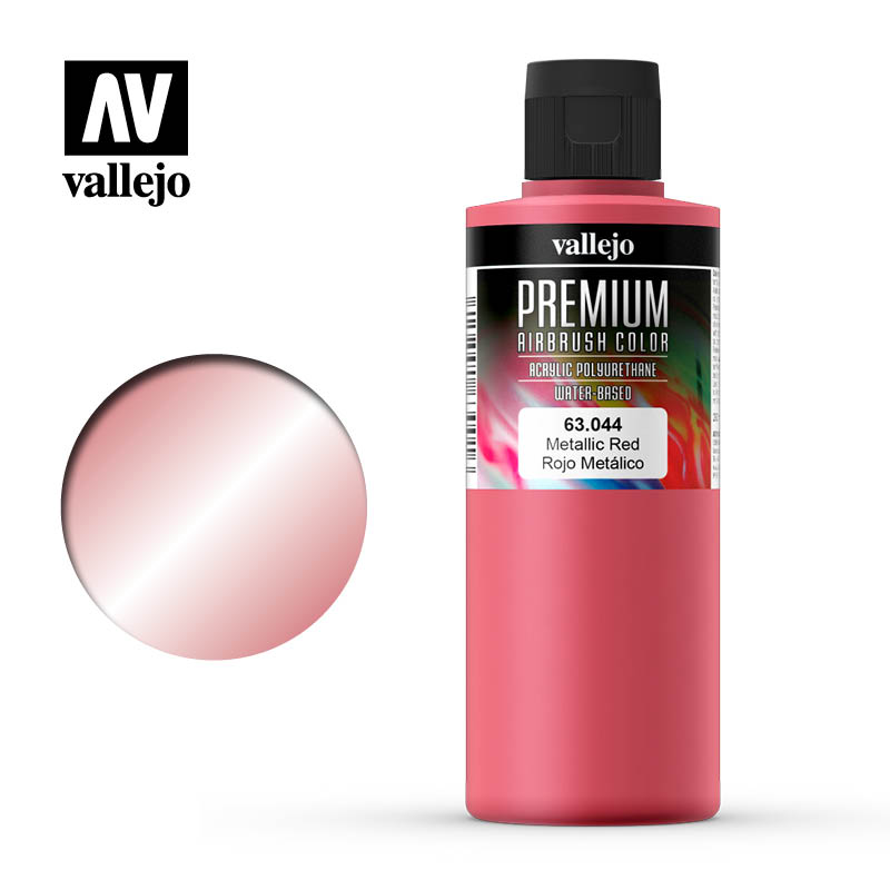 Vallejo Premium Colour Pearl & Metallics Metallic Red 200ml - Ozzie Collectables