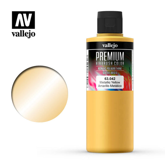 Vallejo Premium Colour Pearl & Metallics Metallic Yellow Medium 200ml - Ozzie Collectables