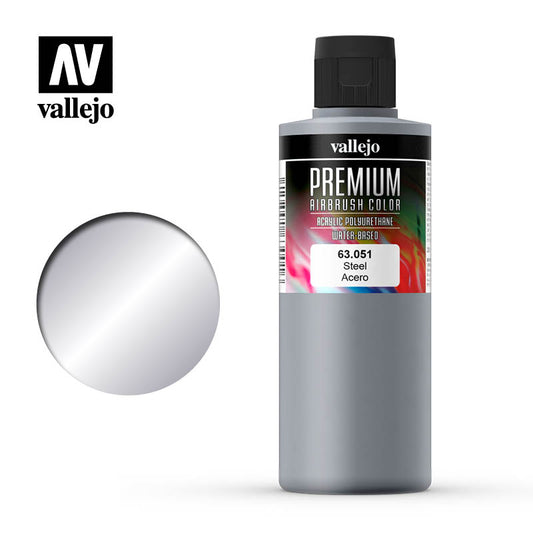 Vallejo Premium Colour Pearl & Metallics Steel 200ml - Ozzie Collectables