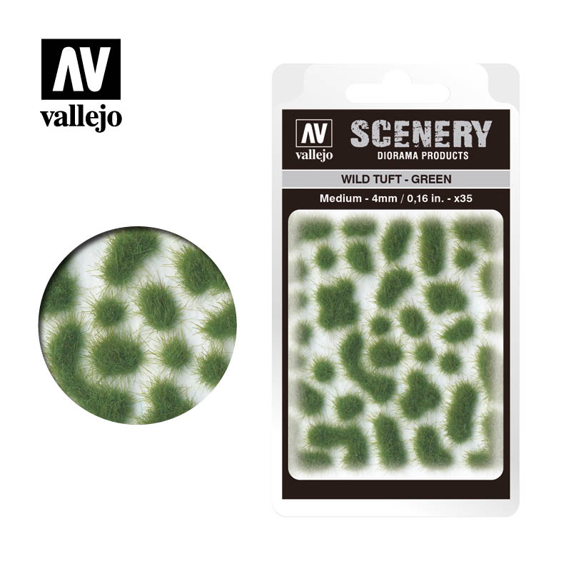 Vallejo Scenery - Wild Tuft - Medium - Green - Ozzie Collectables