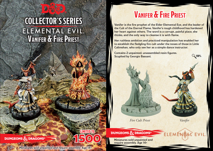 D&D Collectors Series Miniatures Elemental Evil Vanifer & Fire Priest (2 Figs) - Ozzie Collectables